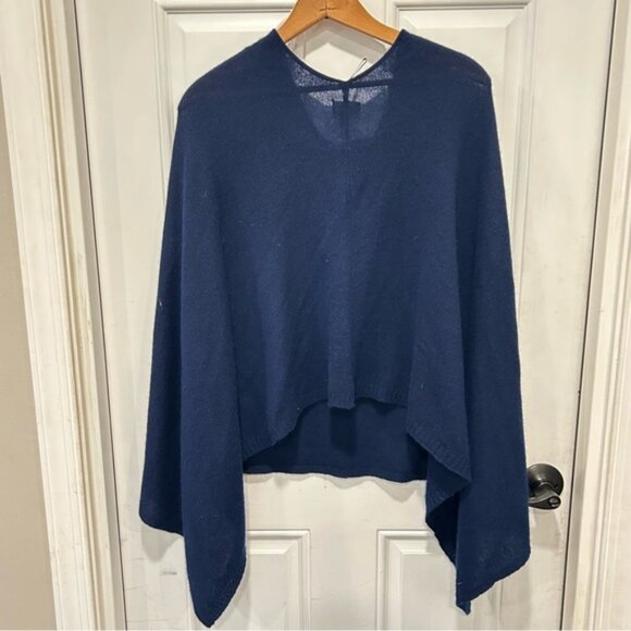 Charter Club Women’s 100% Cashmere Luxury Pullover Poncho -Blue- one size - Picture 4 of 5